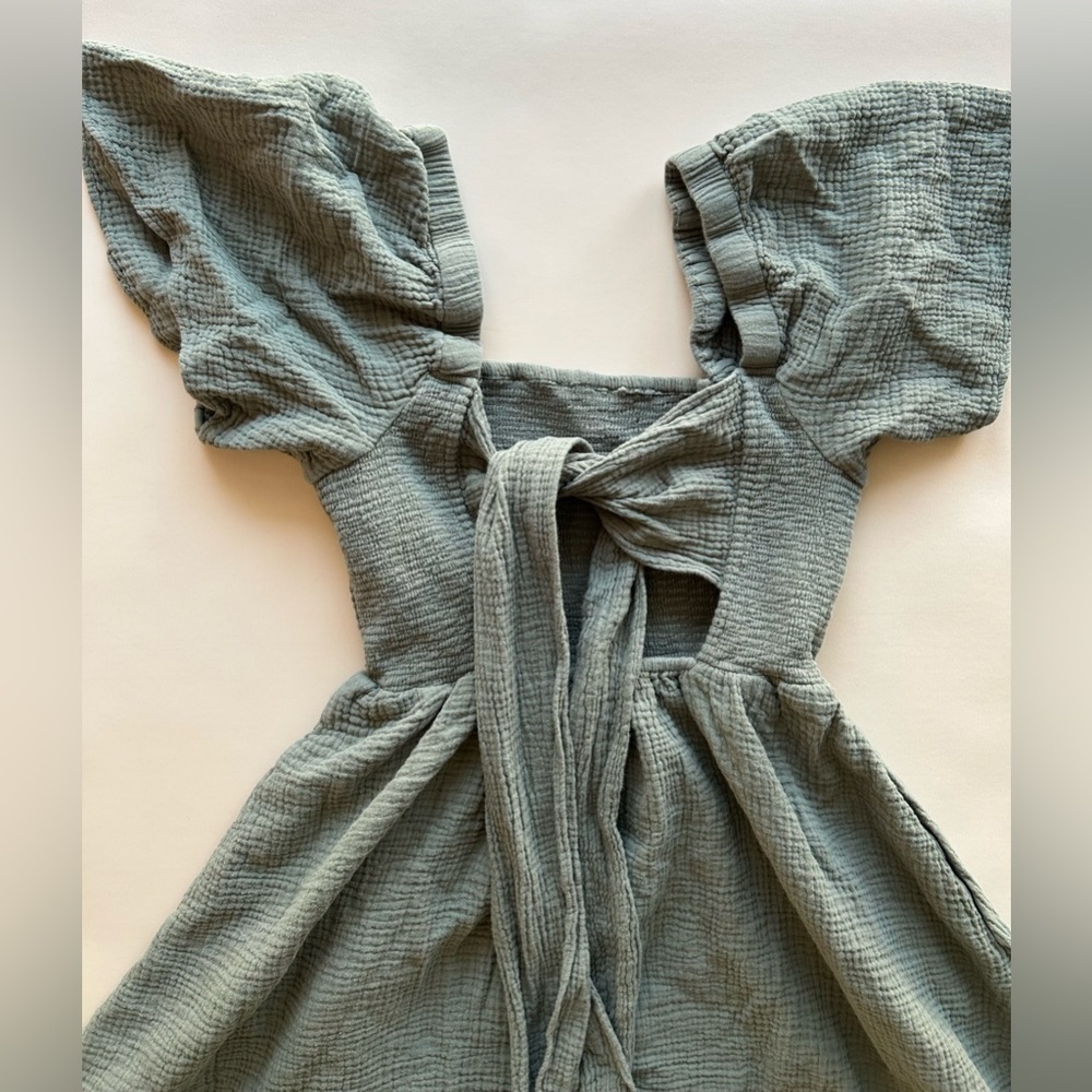 Madewell Sage Green Mini Dress with Puff Sleeves - Picture 8 of 8